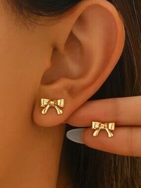Gold Bow Stud Earrings